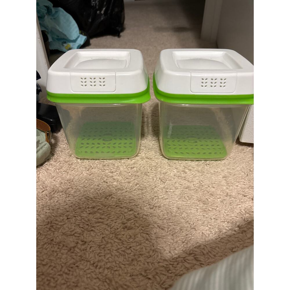 Lot of 2 Rubbermaid Freshworks produce containers with inserts 1.5L guc